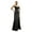 Black, variant on Women Evening Dress - Spaghetti Strap Low-cut Off Shoulder Backless Slit Hem Pleated Maxi Dress