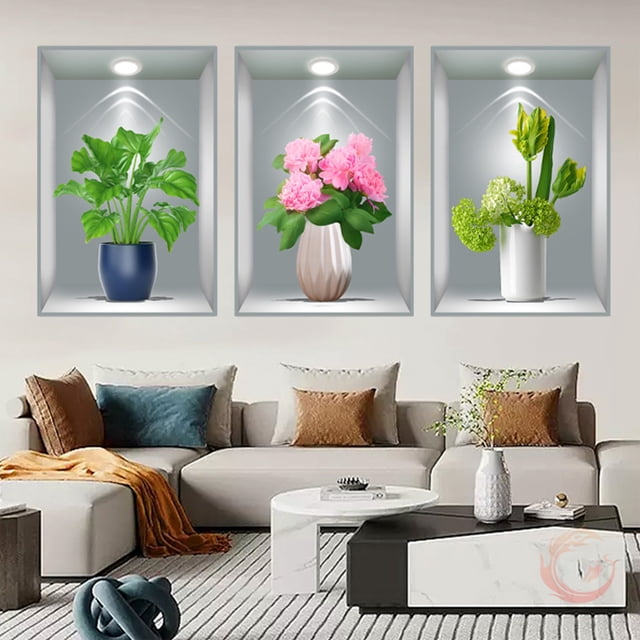XWSHYW Decoraciones para El Hogar Plantas de Calcoma En Plantas y Macetas En Pasillos, Escaleras, Pintura Decorativa, Murales En Plantas y Flores En Paredes de Restaurantes En Hoteles.