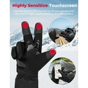 KEMIMOTO Thermal Winter Motorcycle Gloves Riding Gloves Warm Touchscreen for Men Women ATV UTV Snowmobile - Red, Large