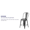 thumbnail image 2 of Commercial Grade 4 Pack 24" High Distressed Black Metal Indoor-Outdoor Counter Height Stool with Back, 2 of 9