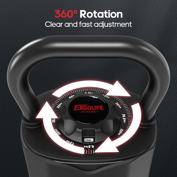 ERGOLIFE Adjustable Kettlebell Set 6.5-40LB Quick Weight Change Space Saving for Home Gym Strength Training