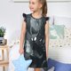 thumbnail image 4 of Balery Forest Black Ghost Warrior Camisón de princesa para niñas, pijama de algodón con mangas abullonadas, suave y bonito.-X-Large, 4 of 6