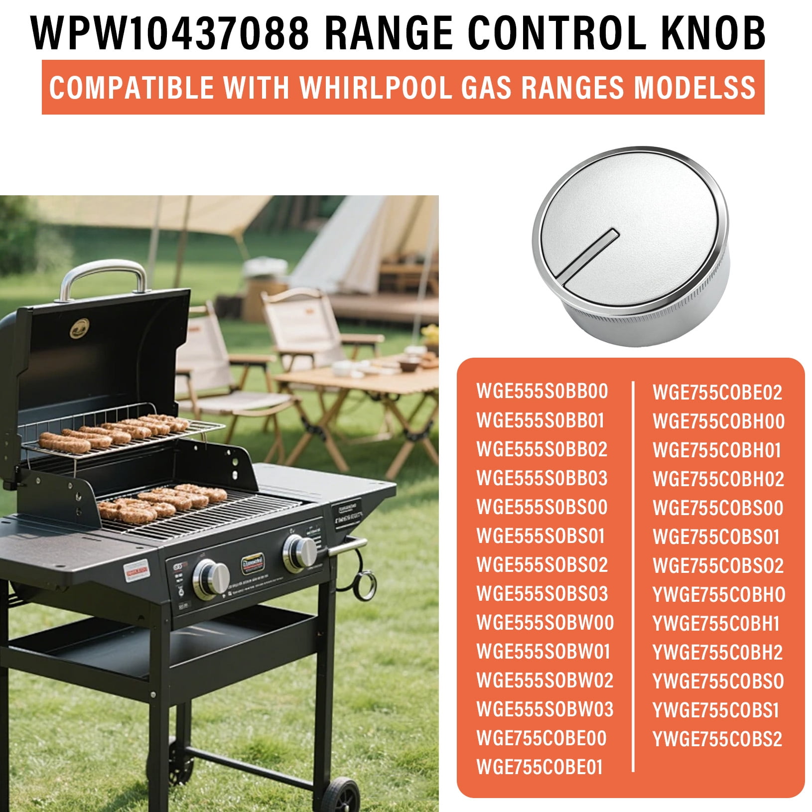 WPW10437088 W10437088 Control Knob Compatible with Whirlpool Ranges Replace W10437088, 3020323, PS11754724 (4PCS)