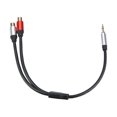 thumbnail image 1 of Tignapoo 0.3m Black Audio Cable with 3.5mm Male to Dual RCA Female Connectors for Mixing AV Amplifiers - Durable, Gold-Plated, High Fidelity Shielded Design, 1 of 5