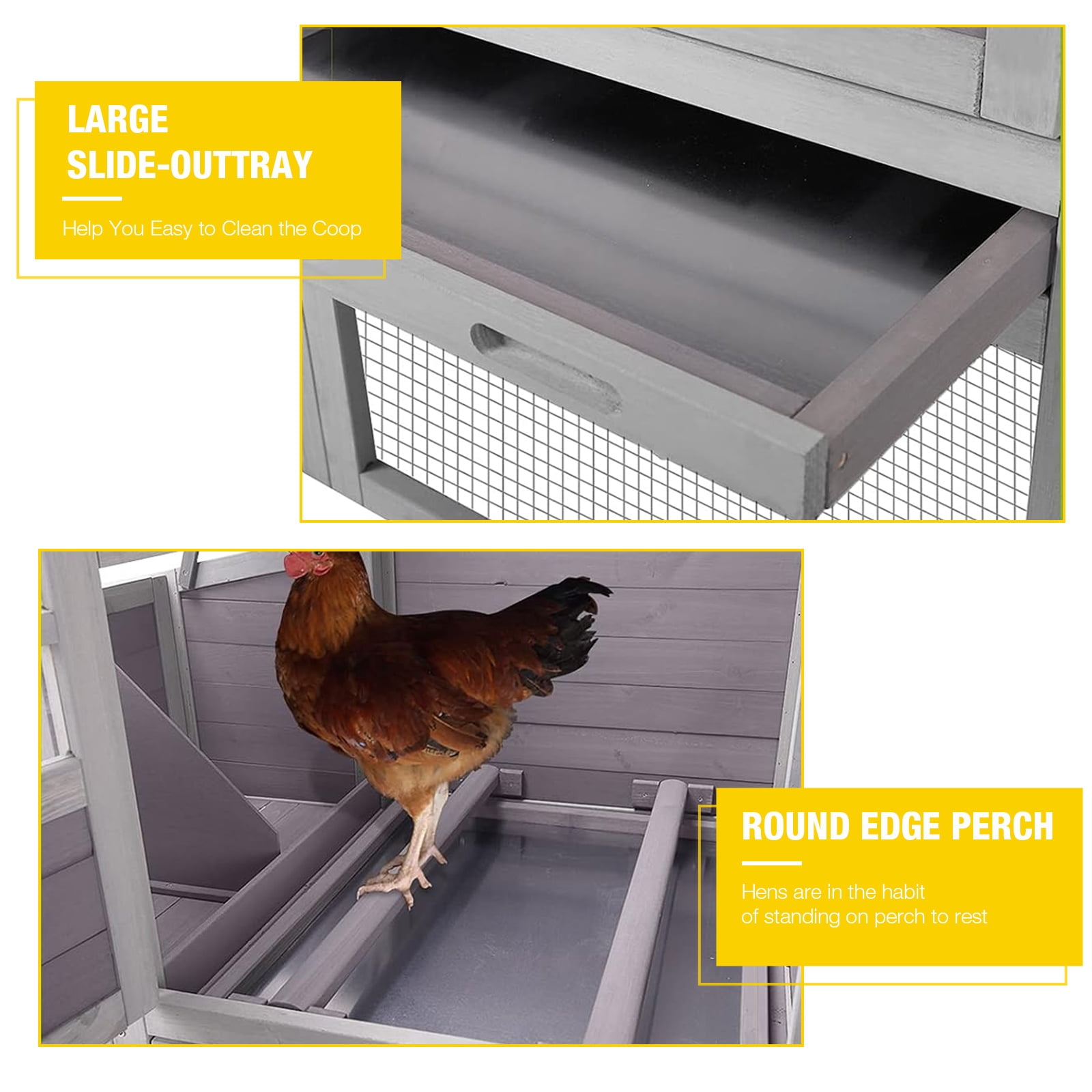 Aivituvin 78.4' Large Chicken Coop with Run & Nesting Box, Wood Poultry Cage Hen House with Slide Tray for 3-5 Chickens