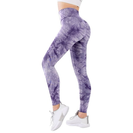 Tuscom Women's Print Workout Pants Tummy Control Workout Leggings High Waist Athletic Yoga Pants