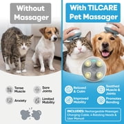Handheld Pet Massager for Dogs and Cats by Tilcare - Electric Cat and Dog Massage Tool - Head and Back Scratcher for Relieving Tension, Tight Muscles and Stiffness with Four Rotating Massage Heads