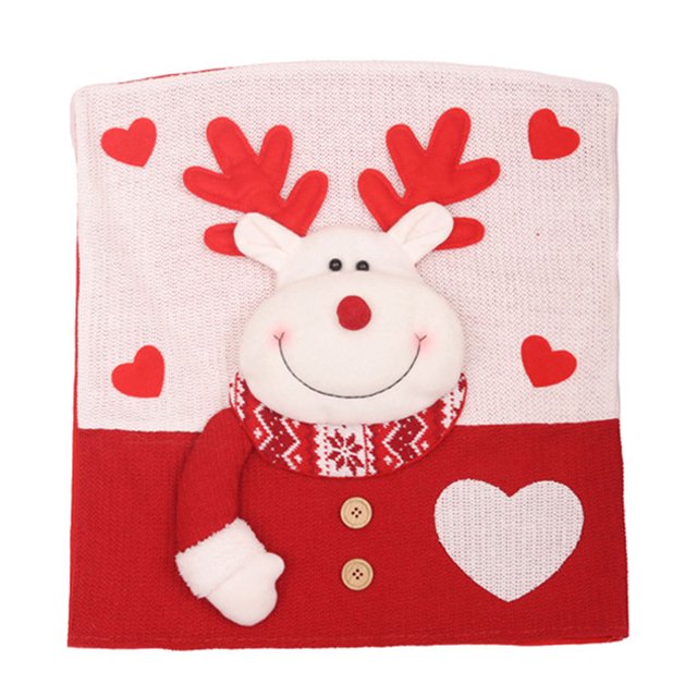 Protector de dibujos animados de Navidad para silla para decoraciones de fiesta de año nuevo (ciervo)