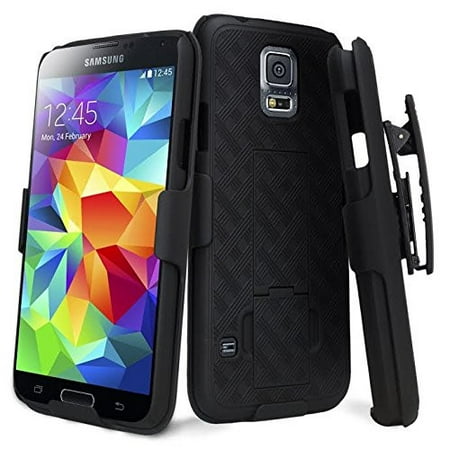 Galaxy S5 Case, Slim Holster Shell Combo Case [Rotating Swivel Belt Clip] + Screen Protector Bundle for Samsung Galaxy