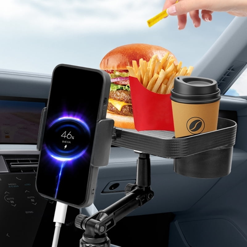 Car Food Tray, Rotatable Car Trays for Eating in Parked Car, Car Desk for Laptop, Car Cup Holder Tray