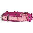 thumbnail image 2 of Real Leather Daisy Flowers Dog Collar (Pink/Baby-Pink, 7"-8" Neck; 1/2" Wide), 2 of 3
