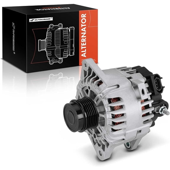 A-Premium Alternator Compatible with Kia Soul 2012-2016, Forte Koup 2014-2016, Forte5 2015-2016, Rio 2014-2017 & Hyundai Veloster 2013-2017, 1.6L, 12V 110A 6-Groove Decoupler Pulley Clockwise