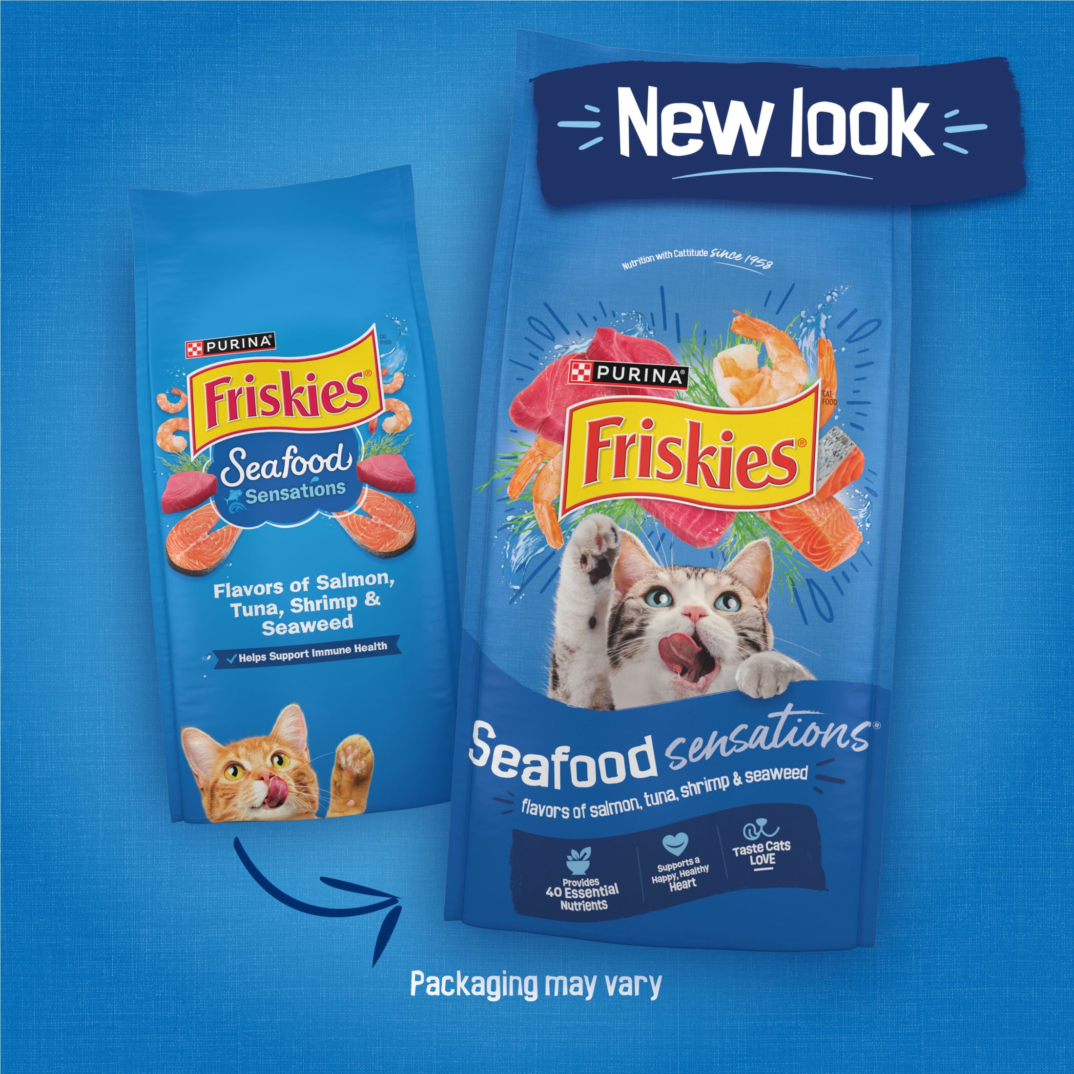 (2 pack) Purina Friskies Dry Cat Food Seafood Sensations with Salmon, Tuna, and Shrimp Flavors, 3.15 lb Bag
