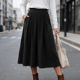thumbnail image 2 of Ihhxva Women's Corduroy Midi Skirt, High Waist Pleated A-Line Skirt with Elastic Waist and Side Pockets for Casual Wear S - 3XL, 2 of 9