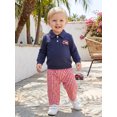thumbnail image 4 of Cjfdfy Toddler Baby Boy Fall Outfit  Fire Truck Embroidery Long Sleeve Lapel Button Sweatshirt Plaid Pants Sets Toddler Christmas Cute Fall Winter Clothes 6M-4Y, 4 of 10