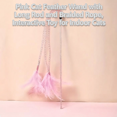 thumbnail image 3 of Pink Cat Feather Wand with Long Rod and Braided Rope, Interactive Toys for Indoor Cats, 3 of 3