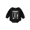 thumbnail image 1 of ZAXARRA Baby Girl Boy Romper, Long Sleeve Round Neck Letters Print Loose Crotch Button Short Romper, 1 of 7