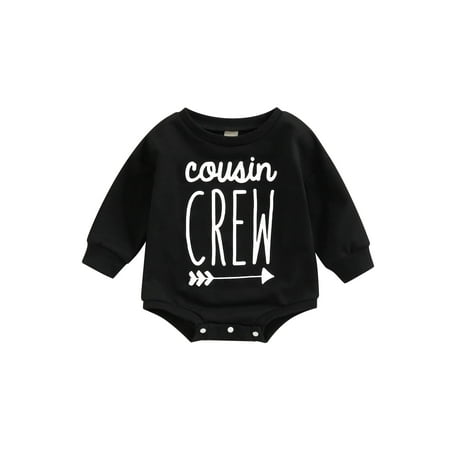 

Canrulo Newborn Baby Boy Romper Long Sleeve Letter Print Loose Crotch Button Sweatshirt Fall Winter Outfits Black 1 0-3 Months