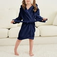 thumbnail image 4 of NIEWTR Toddler Girls Boys Sleepwear Kids Baby Cartoon Bathrobes Hooded Warm Flannel Night Robe Pajamas Cute Child Home Wear for 2-12 Years(A04-Navy,7-8 Years), 4 of 8