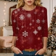 thumbnail image 2 of Dmsael Holiday Shirts for Women Christmas Shirts for Women 3/4 Sleeve Tunic Tops Glitter Xmas Tree Print Tshirt Crewneck Pullover Blouses Gifts Tees Wine,2XL, 2 of 4