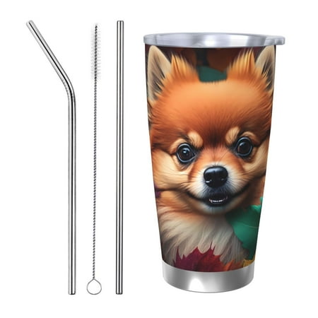 

Ocsxa Colorful Leaf Chihuahua Pattern 20oz Travel Coffee Mug with Flip Lid Stainless Steel Insulated Insulated Coffee Mug Thermal Cup with Splash Proof Sliding Lid-Straw Three-piece Set