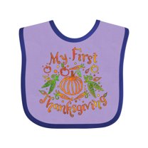Inktastic My 1st Thanksgiving Pumpkin Vegetables in Orange and Green Boys or Girls Baby Bib