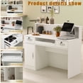 thumbnail image 4 of Timechee  Reception Desk Executive Desk with Decor Light, White, 4 of 5