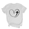 thumbnail image 2 of Elvqul Crew Neck T-Shirts Women Cotton Short Sleeve Fashion Plus Size Print Tops White Pullover T-Shirts, 2 of 4