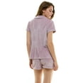 thumbnail image 3 of Jaclyn Intimates Womens Ribbed Velour Short Sleeve Top and Shorts 2 Piece Loungewear Set, Sea Fog, L, 3 of 3