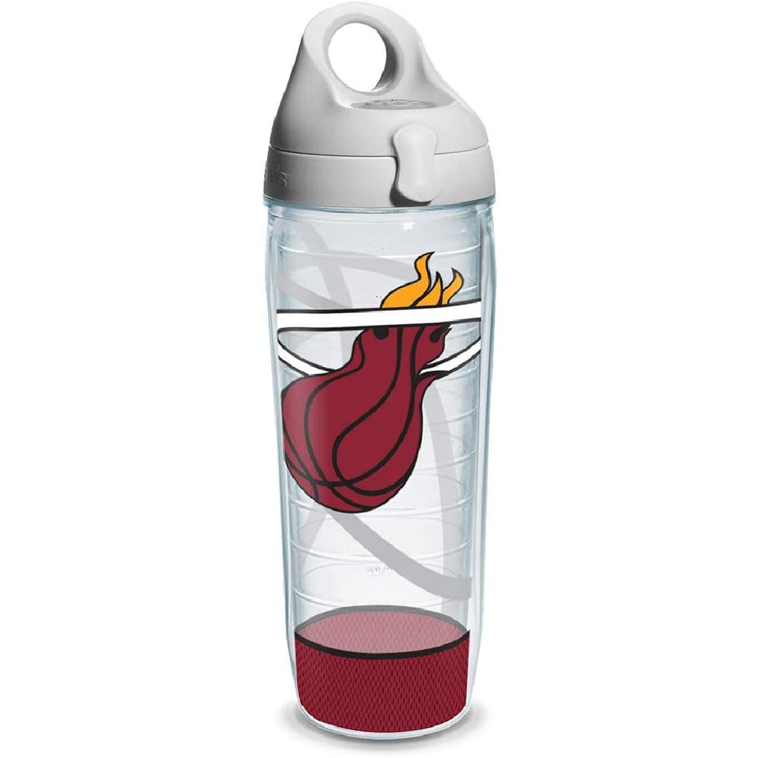 "NBA Miami Heat" Water Bottle with Grey Lid, Wrap, 24 oz, Clear