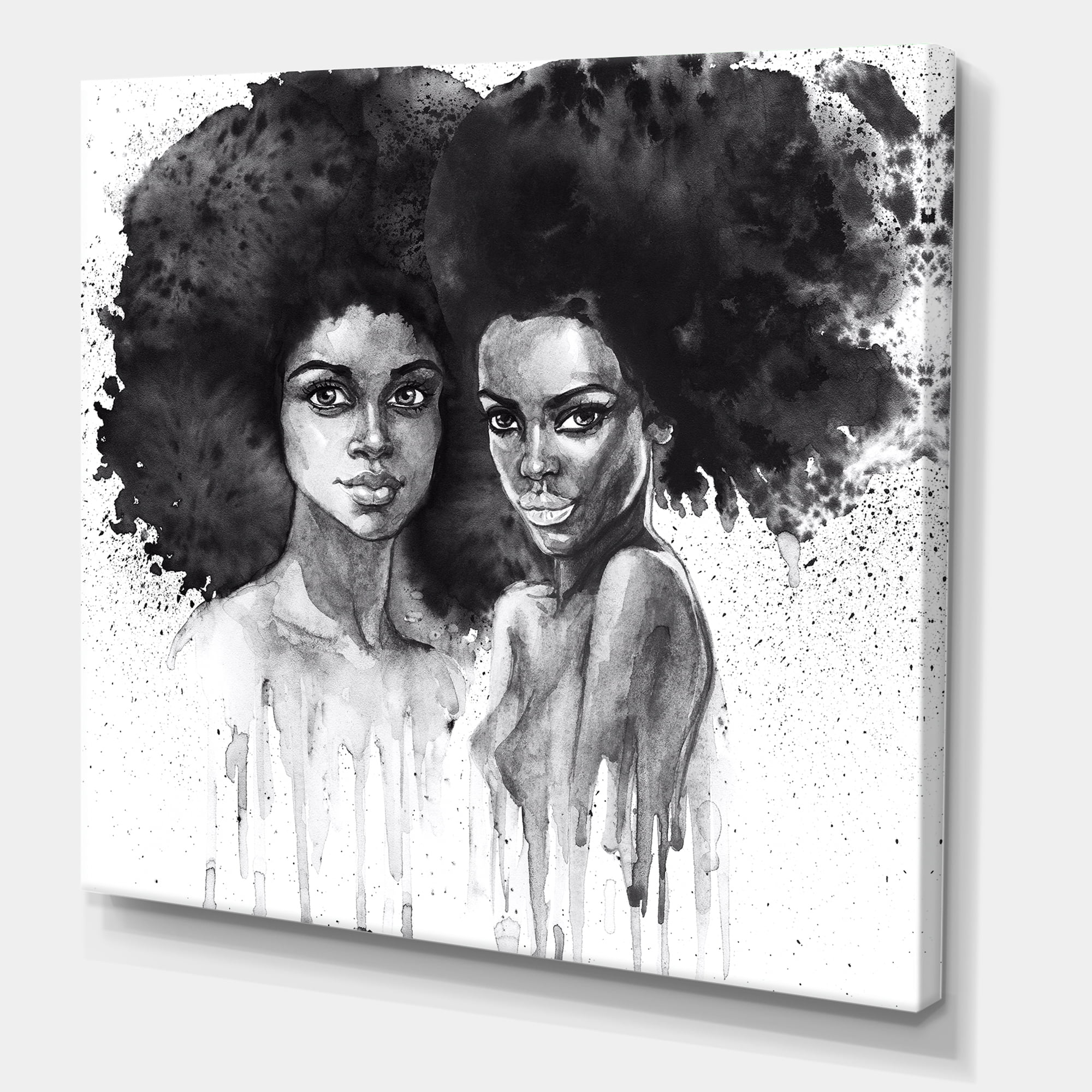 Portrait of Afro American Woman XI 16 in x 16 in Painting Canvas Art Print, by Designart