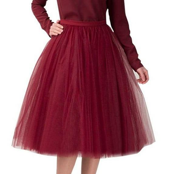 WNG Womens High Quality Pleated Gauze Knee Length Skirt Adult Tutu Dancing Skirt