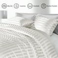 thumbnail image 6 of Whale Flotilla 3-Piece Reversible Silky Soft King Size Comforter Set, Luxury Stripe Satin Oversized Comforter Bedding Set with 2 Satin Pillowcases, Lightweight Duvet for All Seasons, White, 6 of 8