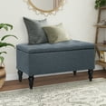 thumbnail image 2 of Abble 29 inch Denim Blue Fabric Upholstered Flip Top Storage Bench, 2 of 6