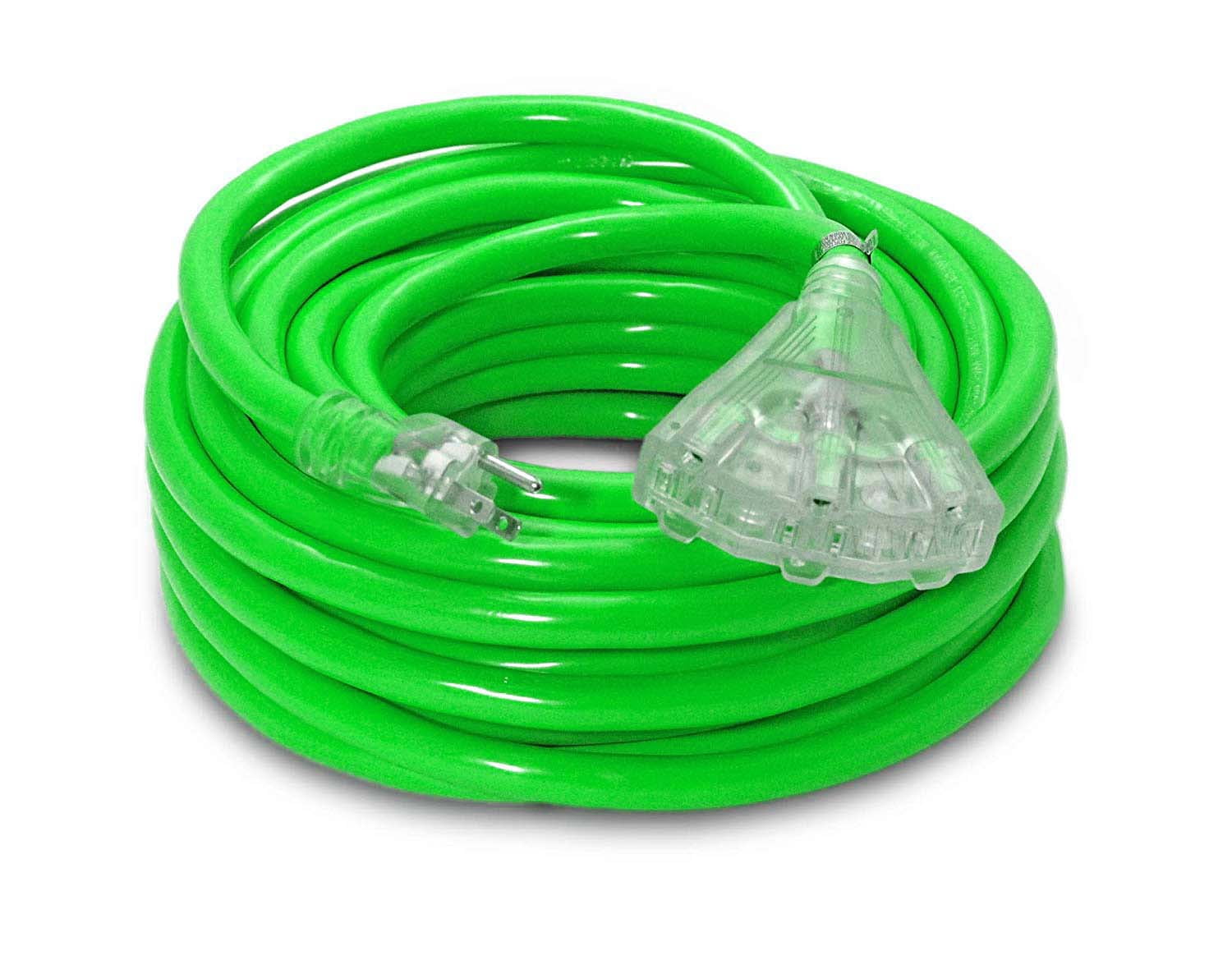 pizety 12/3 Extension Cord 100 ft Outdoor Indoor Heavy Duty 100 ft Extension Cord 12/3 12 Gauge Extension Cord 3 Outlet Lighted 15 Amp 1875 Watts Triple Outlet 12 Gauge Extension Cord 100 ft Copper