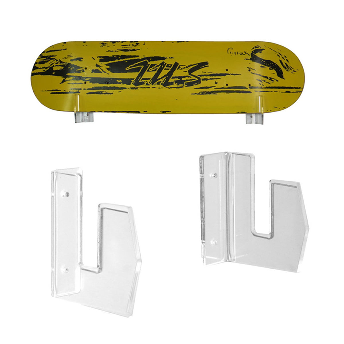 2 Pcs Acrylic Skateboard Holder Hanger Display Rack Bracket Shelf Hardware 