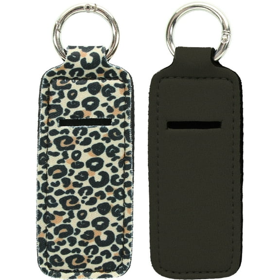 S&T INC. Clip-N-Carry Lip Balm Holder, 2 Pk, 1 Solid Color and 1 Print, 4.5 inches x 1.4 inches