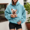 thumbnail image 2 of Women's Oversized Fuzzy Pet Carrier Hoodie, Soft Sherpa Dog Cat Pocket Hooded Sweatshirt for Pet Owners Daily Autumn Winter Loungewear Outfits(Sky Blue/XXXXXL), 2 of 7