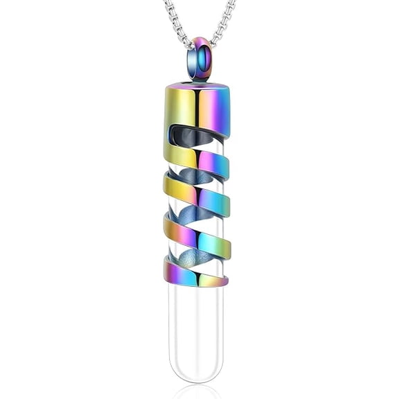Clear Glass Tube Cremation Urn Jewelry Ashes Holder Necklace Keepsake Memorial Pendant Glass Vial Pendant Stainless Steel Glass Container Urn Necklace Cremation Ashes Holder