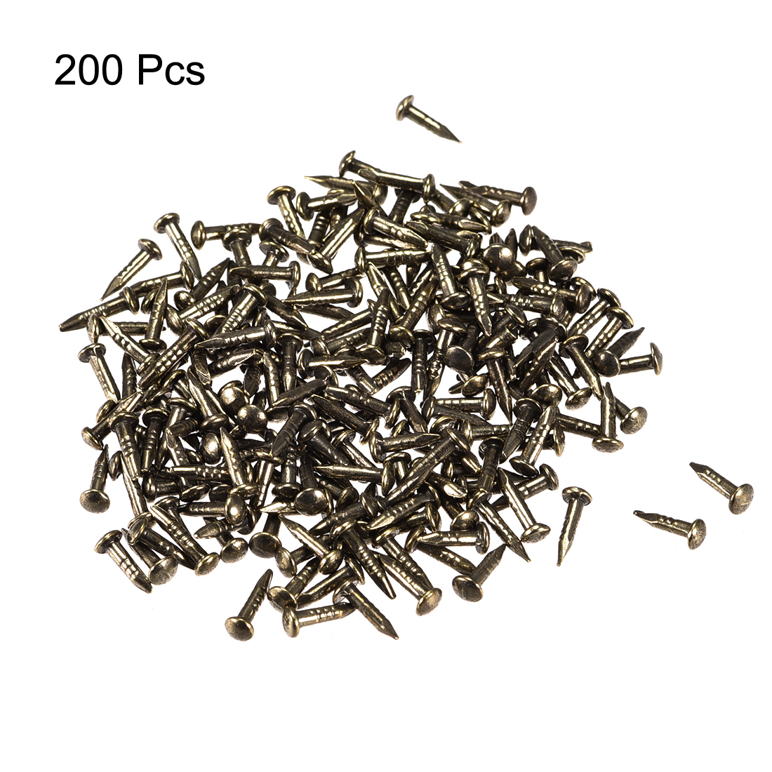 Unique Bargains 1x6mm Tiny Nails Carbon Steel Copper Plating Bronze 200 Pack