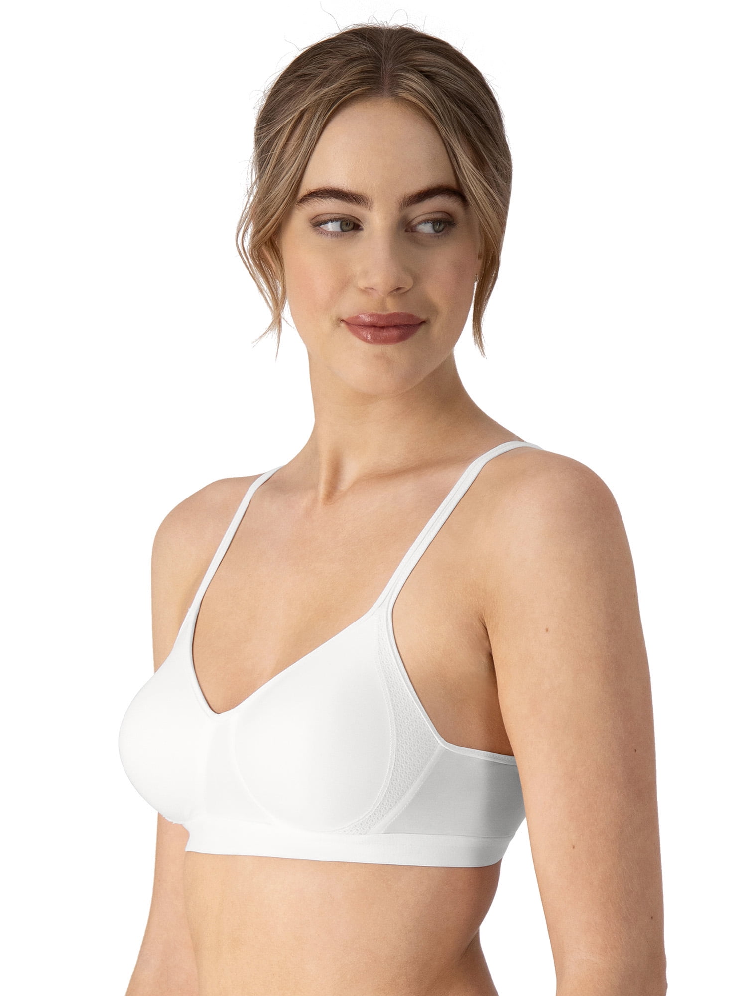 Hanes Women'S Wireless T-Shirt, Moisture-Wicking Convertible Smoothing Bra,  Full-Coverage, White Heather, Medium - Imported Products from USA - iBhejo