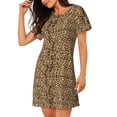 thumbnail image 2 of Disketp Leopard Print Brown para Camisón Corto de Manga Corta para Mujeres, Camisón Cómodo con Escote Redondo, Bonito y Confortable, 2 of 6