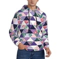 thumbnail image 2 of Uemuo Plaid Flamingo Pattern Men's Hoodie - Casual Pullover Hoodie with Kangaroo Pocket, Stylish Hooded Sweatshirt for Everyday Wear-Large, 2 of 7
