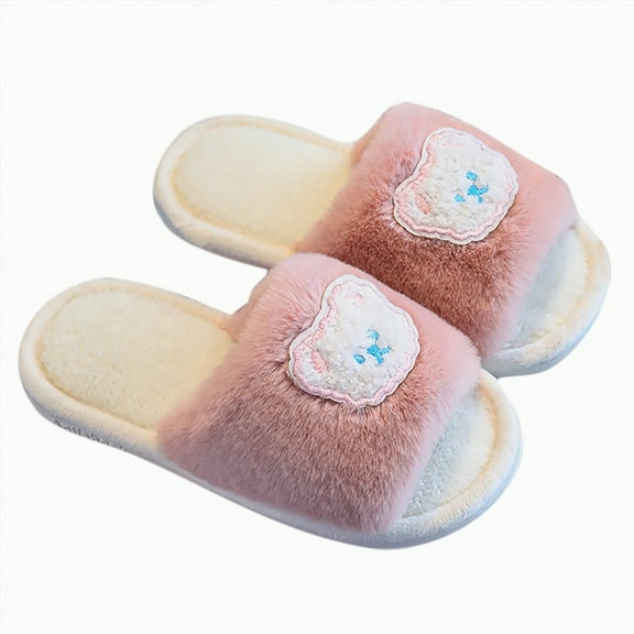 Hessimy Kids Boys Girls Warm Slippers Kids Non-Slip Winter Indoor Household Shoes Kids Slippers Cow Slippers Boys Slippers Toddler House Slippers (Coffee,11)