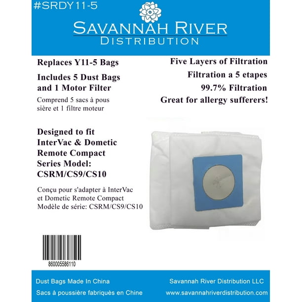 Savannah River Replacement Dust Bags for Intervac and Dometic Model Y11