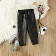thumbnail image 5 of XBASW Kids Baby Girls Faux Leather Pants Straight Wide Leg Trousers with Pockets Toddler Spring Autumn PU Leather Pants 2-7T, 5 of 8