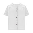 thumbnail image 5 of Yigetop Womens Linen Tops Womens Summer Loose Fit Tops Casual Button Down Shirts Cotton Linen Short Sleeve Tops Short Sleeve Shirts for Women White S, 5 of 7