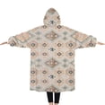 thumbnail image 2 of Oversized Wearable Blanket Hoodie,Beige Boho Ethnic Geometric Pattern Sherpa Blanket Hoodie with Super Pockets,Super Warm Fuzzy Pullover for Women & Men, 2 of 6