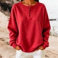 thumbnail image 2 of Sevevn Women's Henley Half Button Fleece Loose Long Sleeve Pullover Sweatshirt Fall Winter, 2 of 5