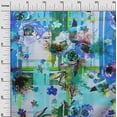 thumbnail image 2 of oneOone Cotton Flex Blue Fabric Check & Flower Watercolor Diy Clothing Quilting Fabric Print Fabric By Yard 40 Inch Wide, 2 of 4